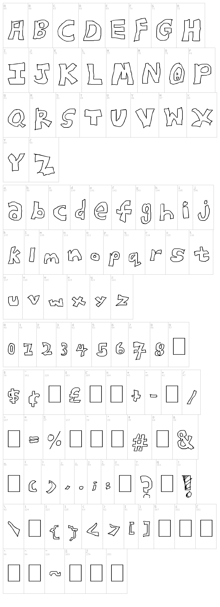 Blockster font map
