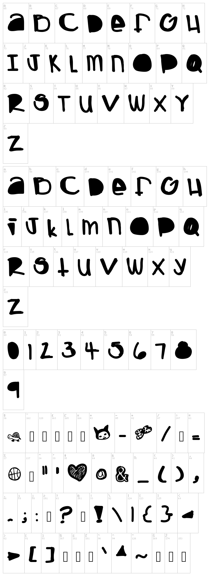 Boing font map