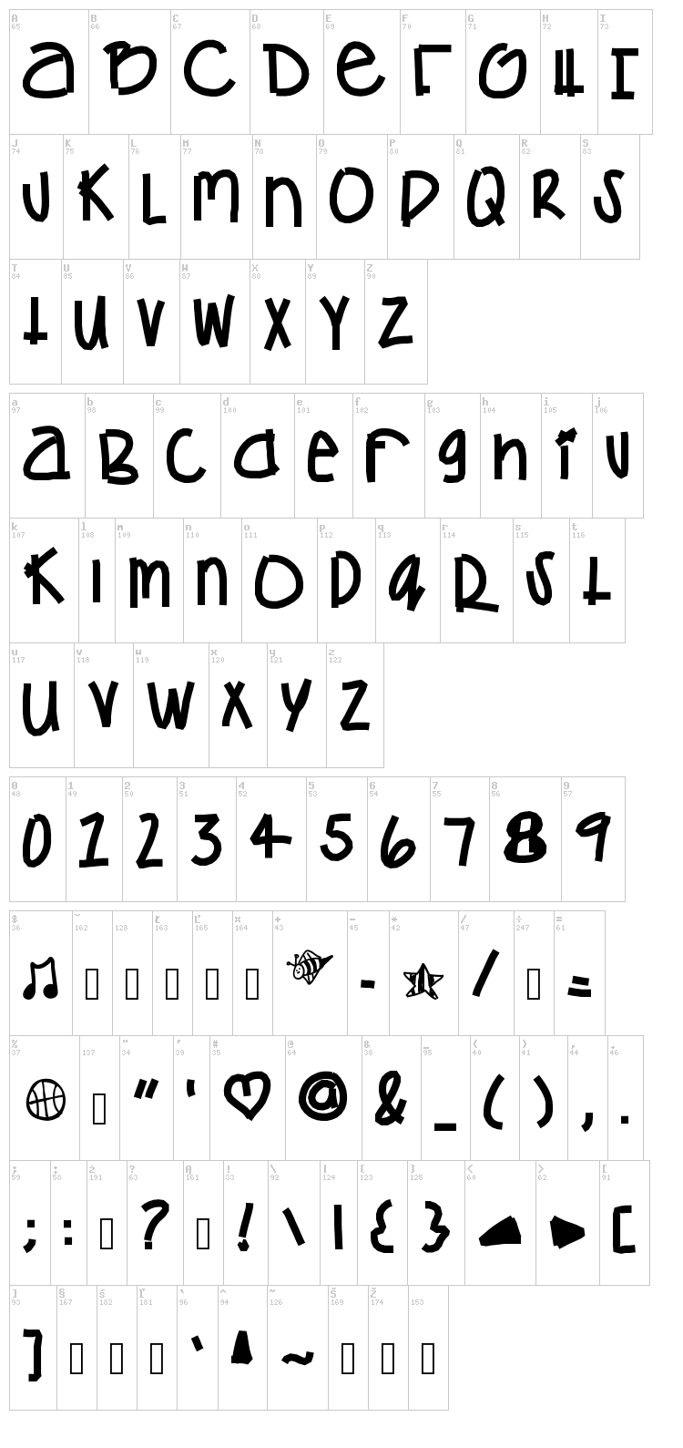 Games Getchu NoWhere font map