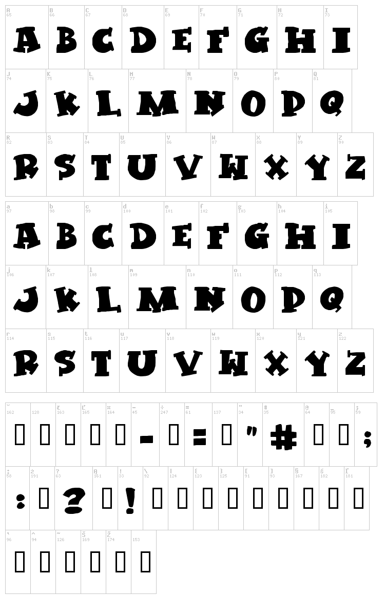 Kleptomaniac font map