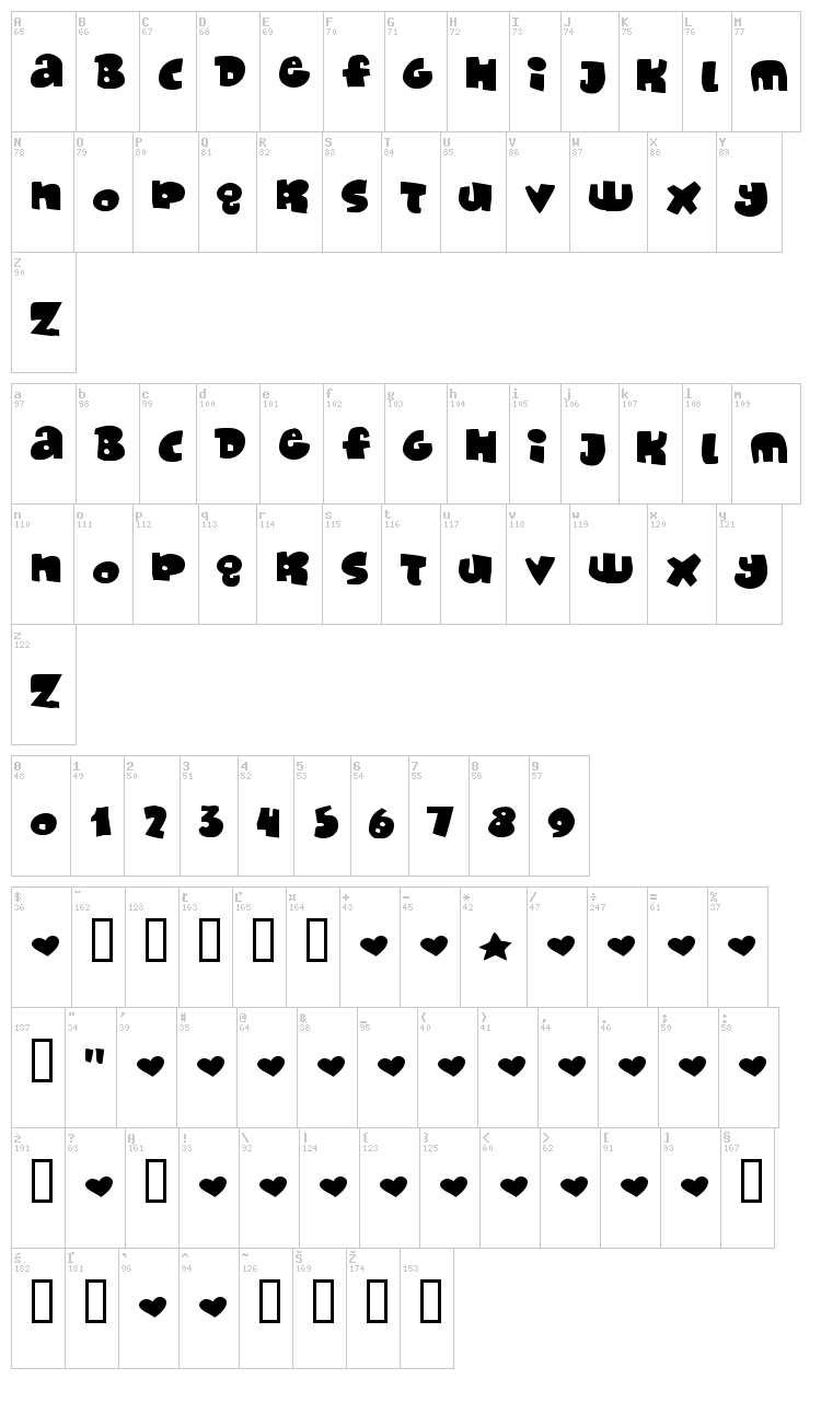 Monafont font map