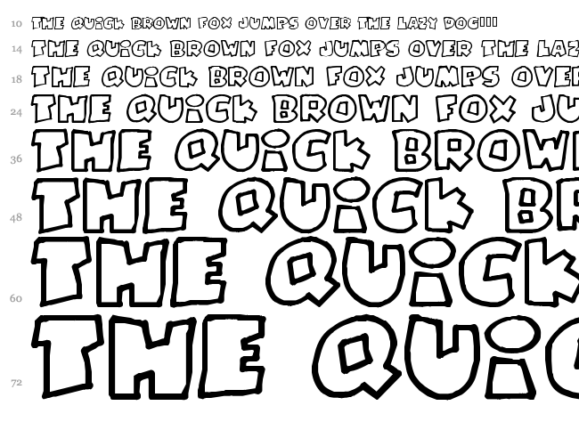 Pizzadude Fat Outline font waterfall