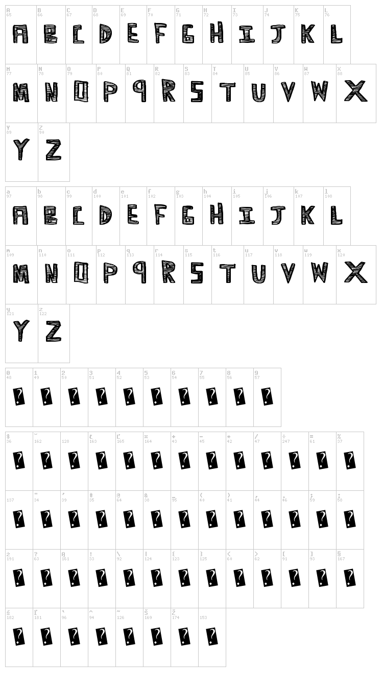 Scribble Time font map