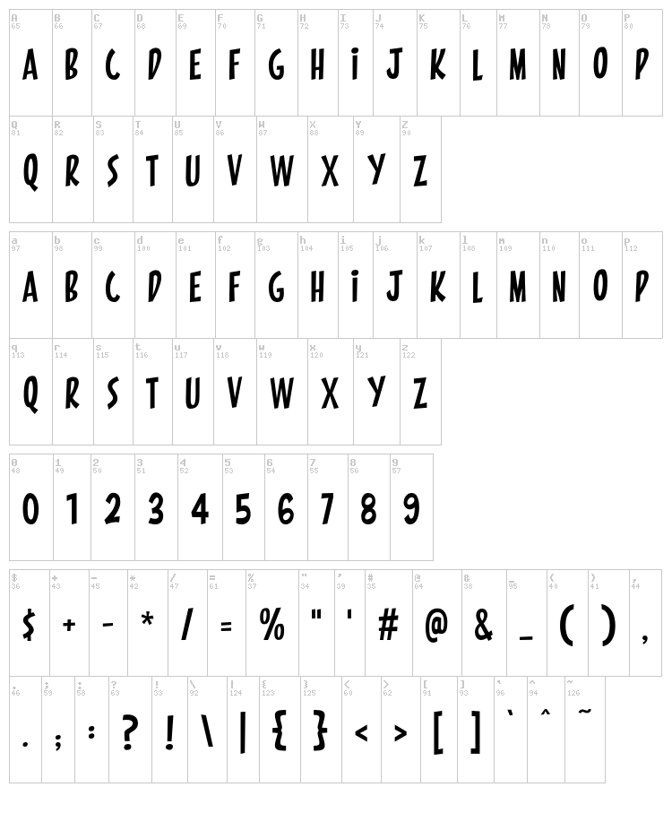 Pintanina font map