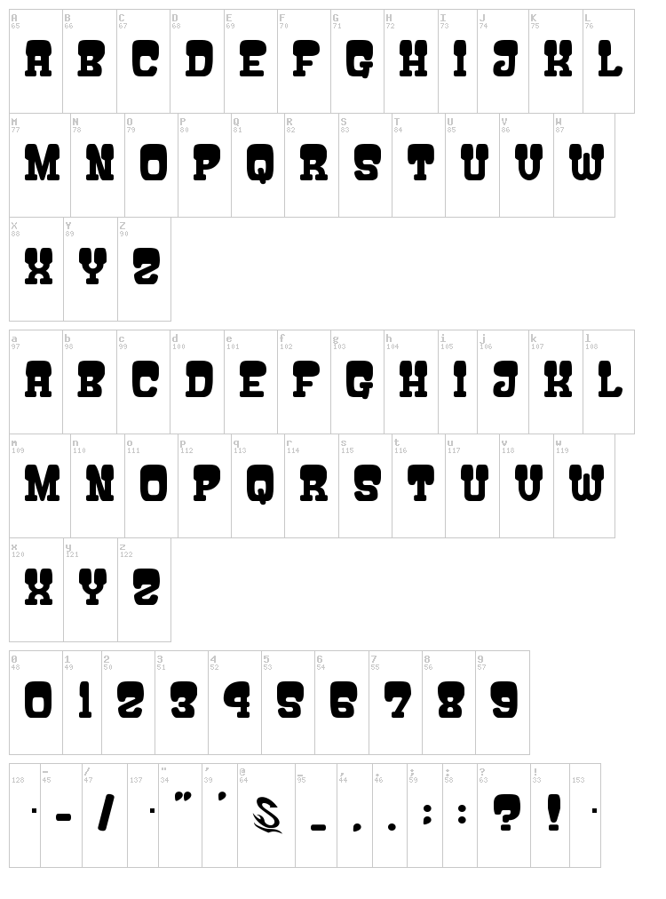 Atama Serif G font map