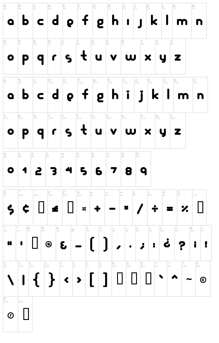 Glamour Girl font map