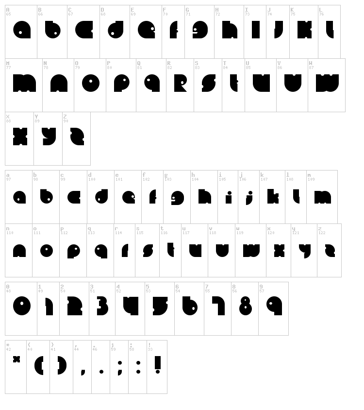 Lein Bold font map