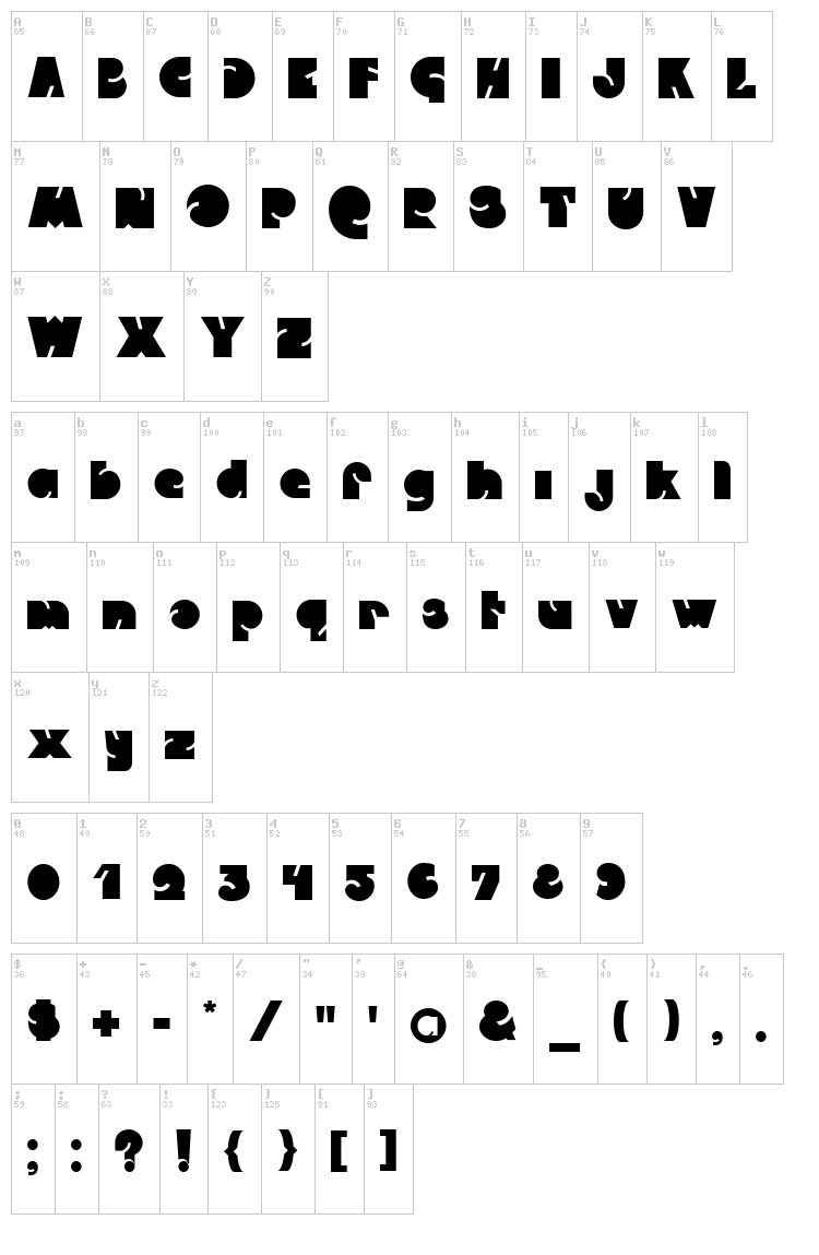 Qweckle font map