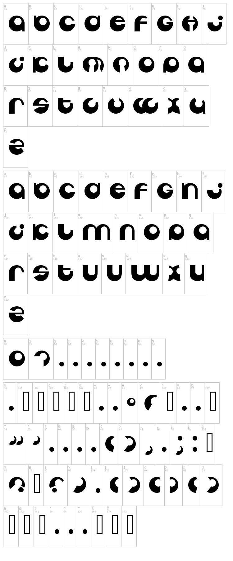 Tabun font map