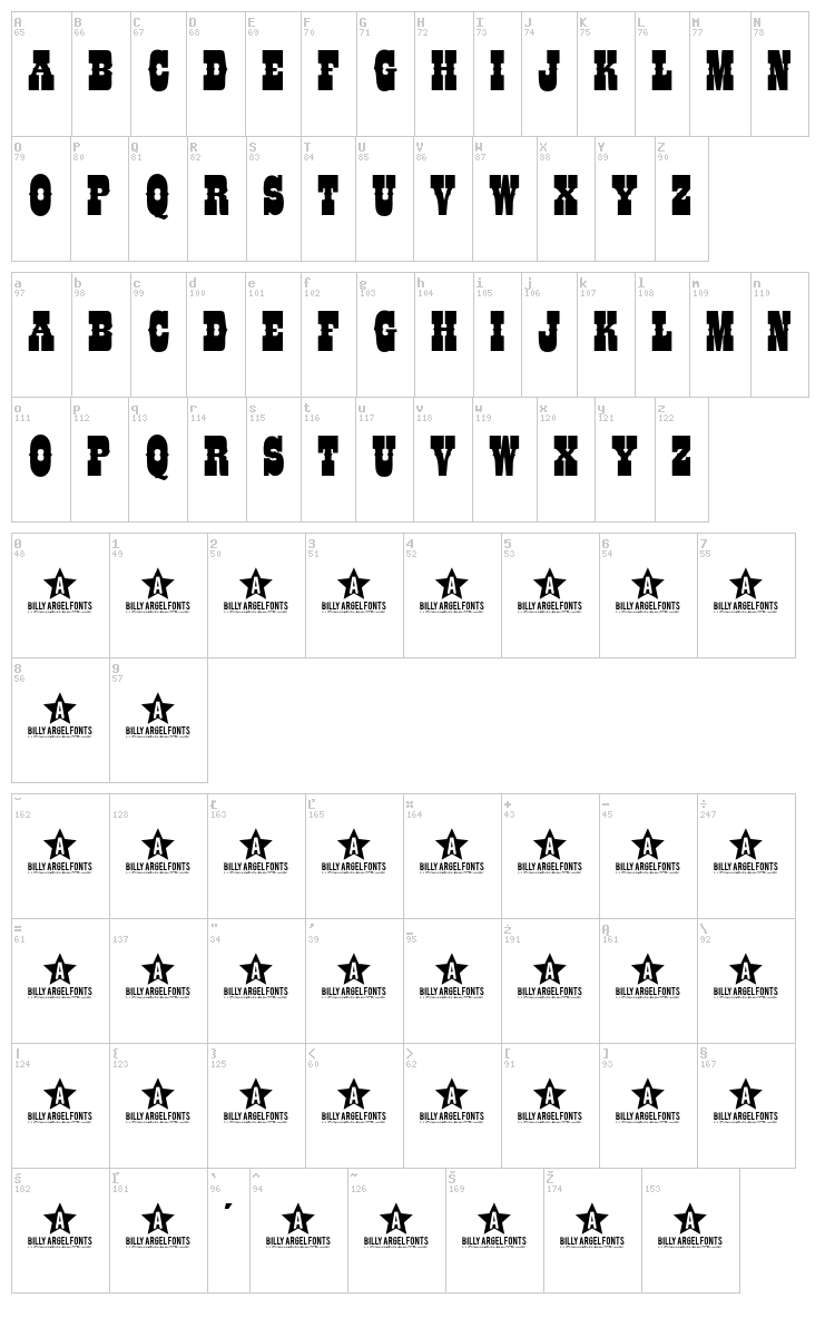 Colt Font font map