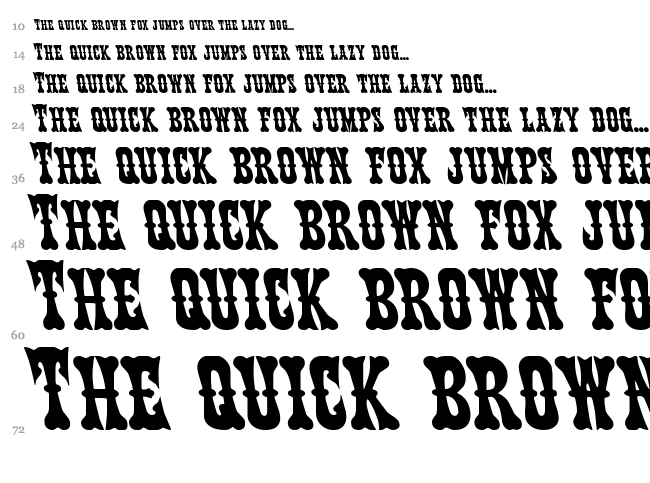 Texas Ranger font waterfall