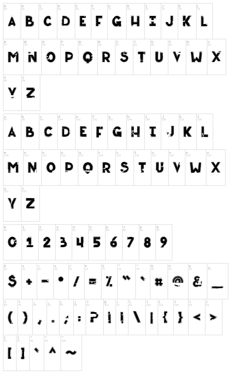 Badcab font map
