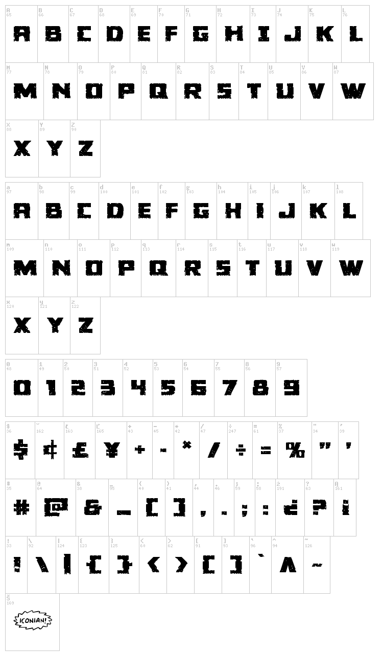 Colossus font map