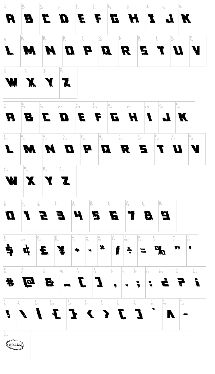 Colossus font map