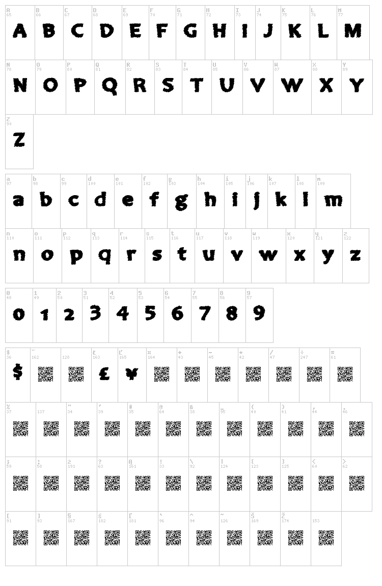 Come Inside font map