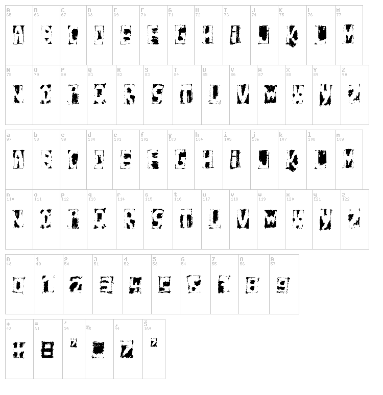 HandNegativ font map