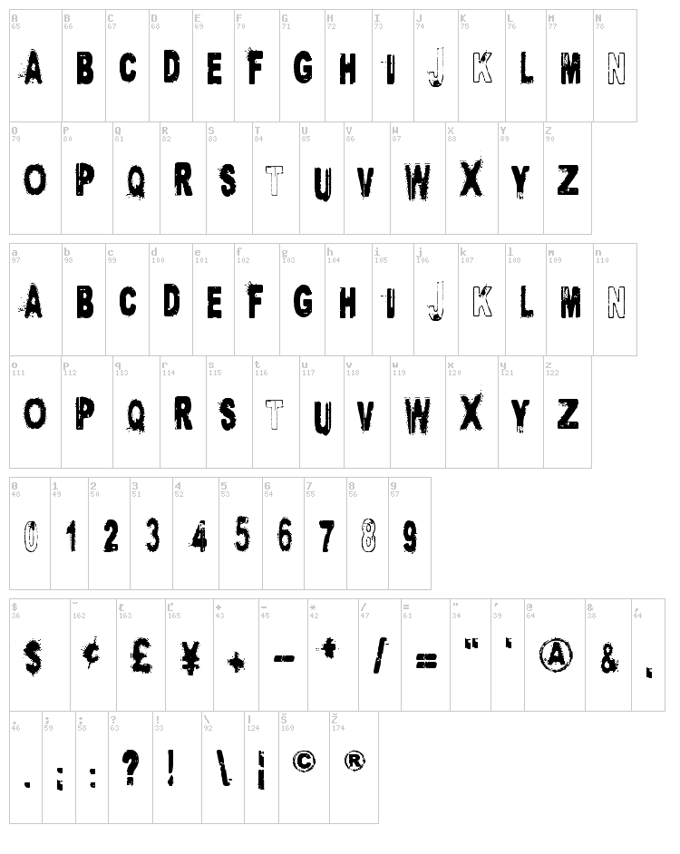 Project X font map