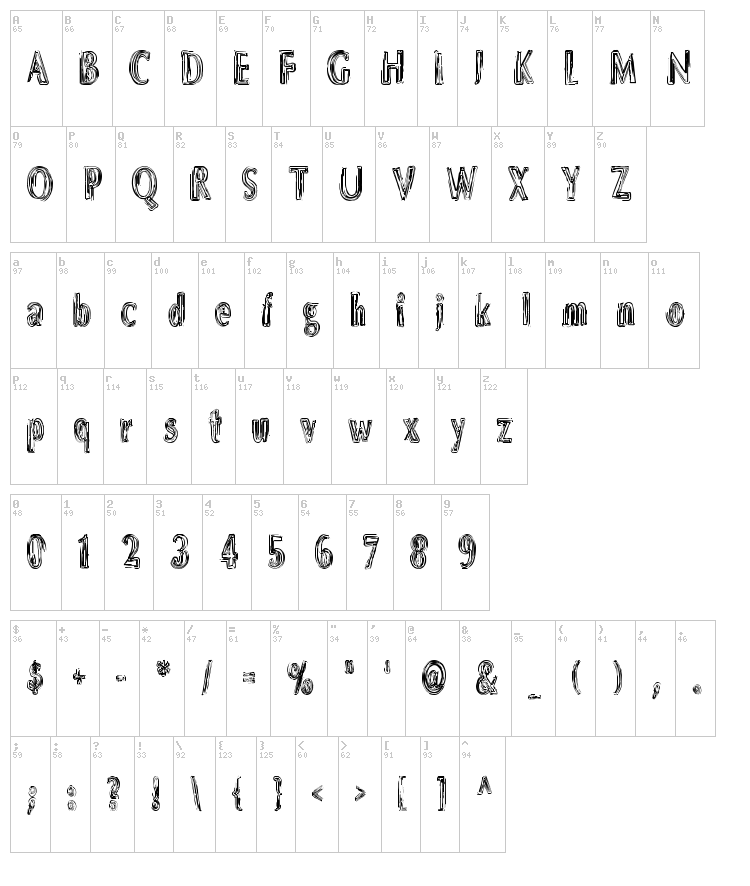 DS Brushes font map