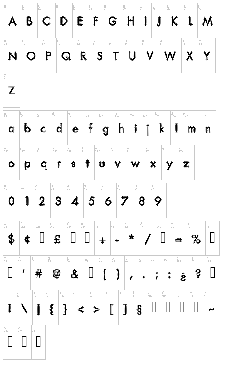 East Ganglia font map