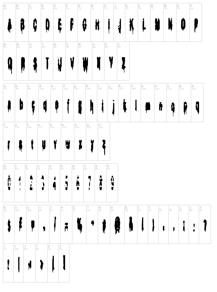 Bodybag font map