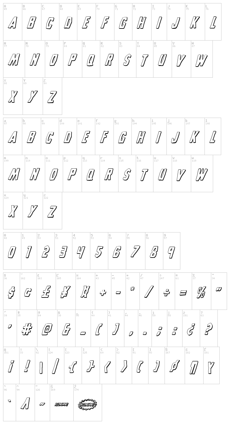 Grim Ghost font map