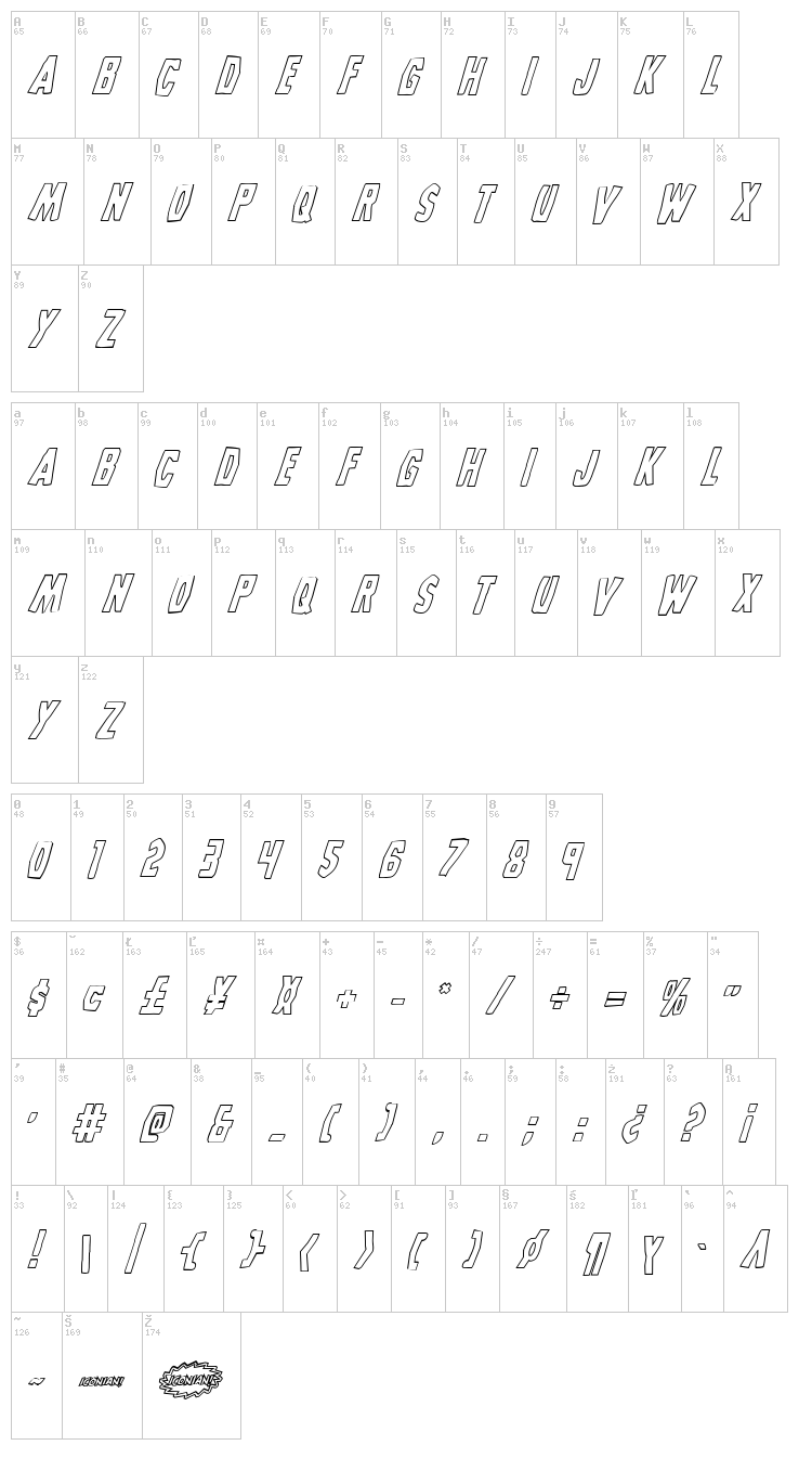 Grim Ghost font map