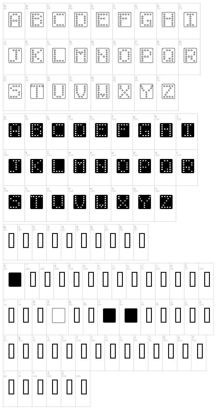 Domino font map
