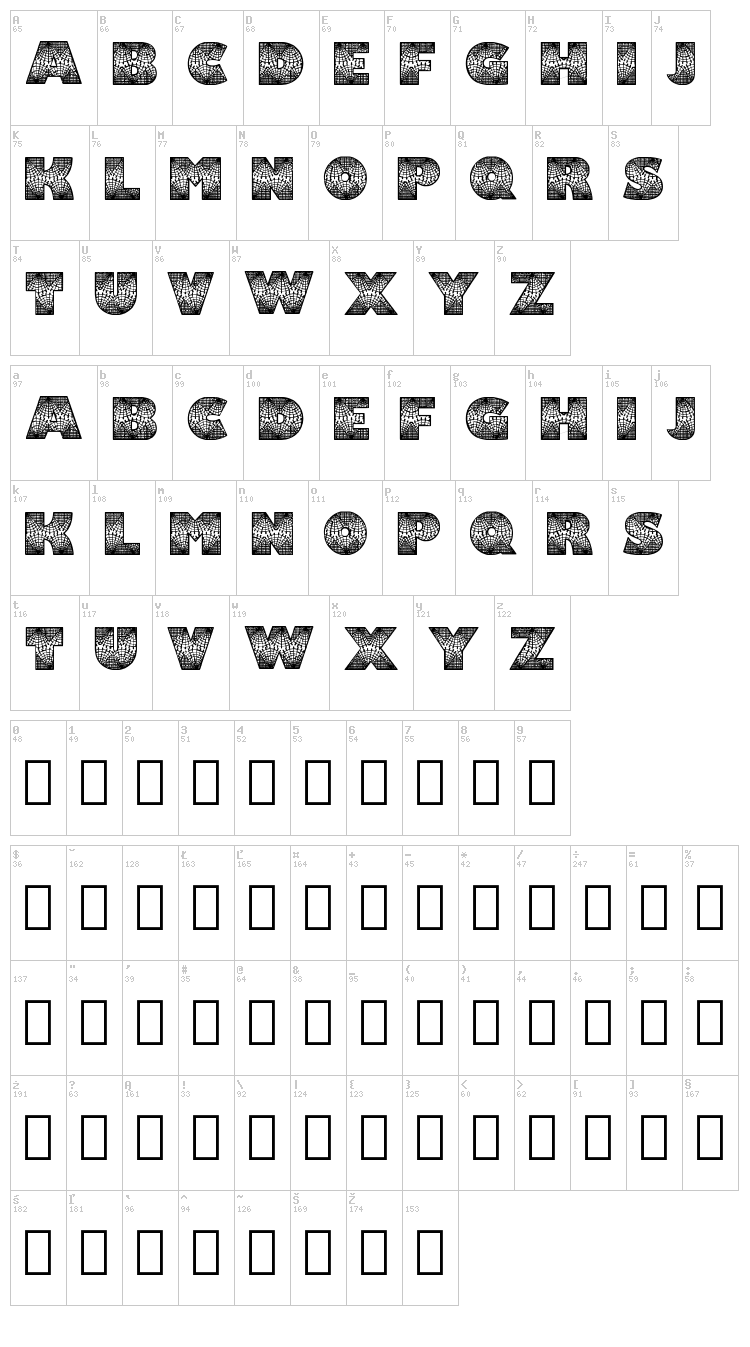 Lacy font map