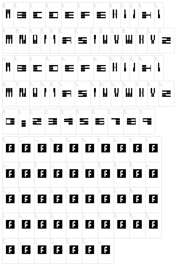 PianoFonte font map