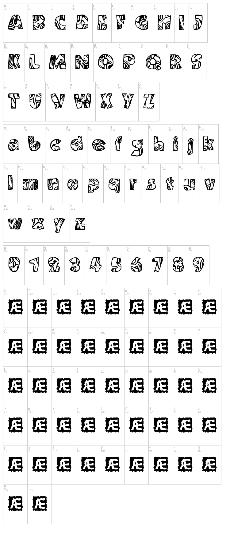 Swirled BRK font map