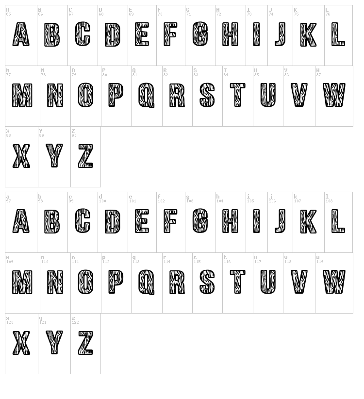 Zebraliner font map