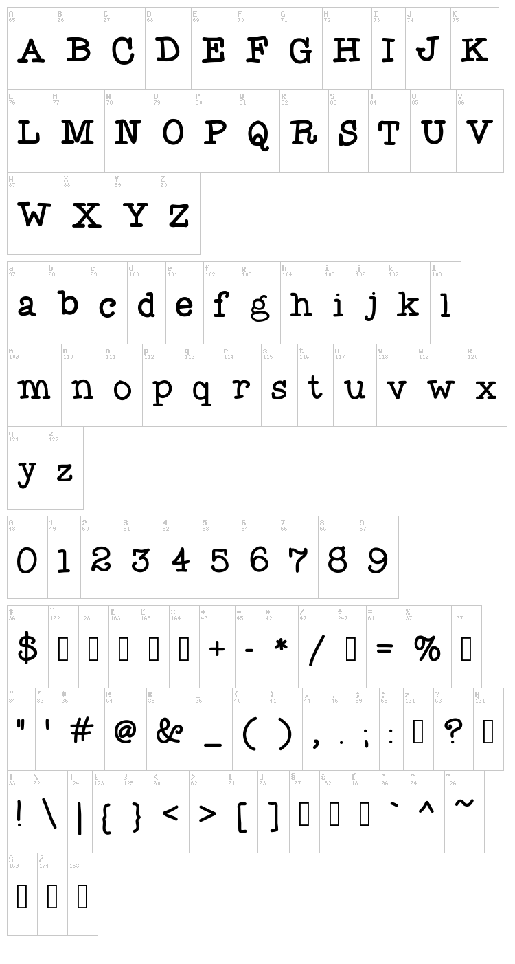 Flocked 3 font map