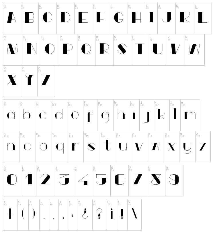 Popeye Type font map
