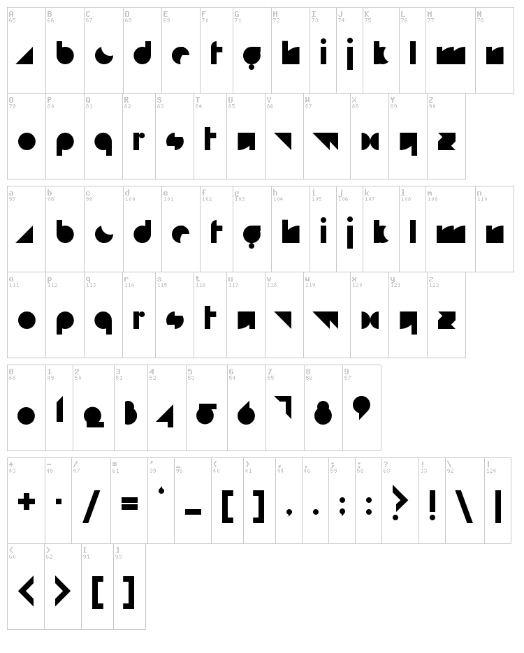 White Rabbit font map