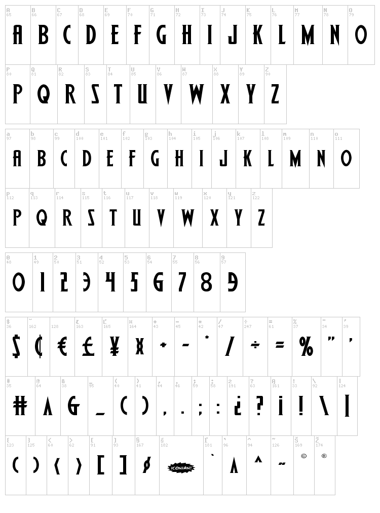 Wolf's Bane font map