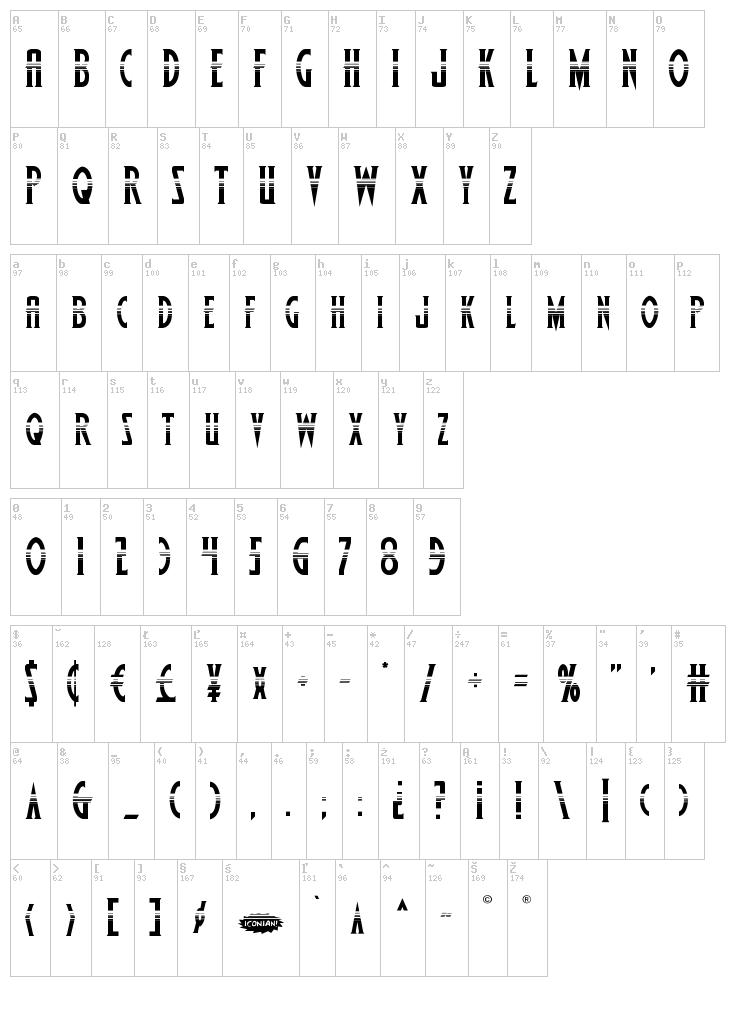 Wolf's Bane font map