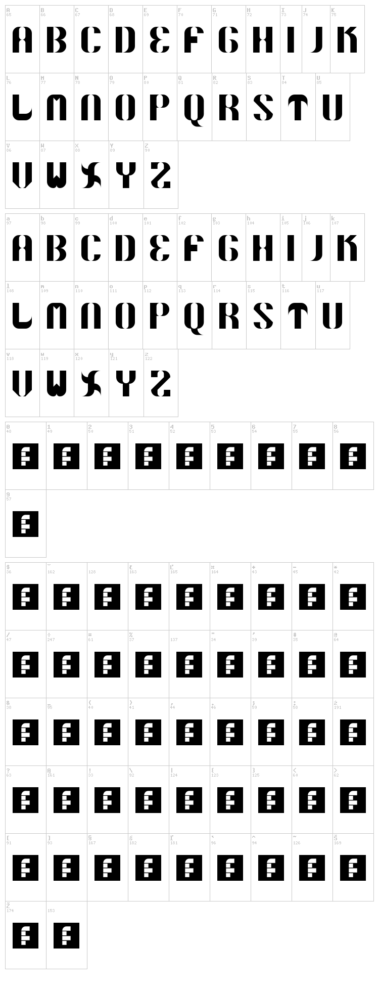 5 Curvo font map