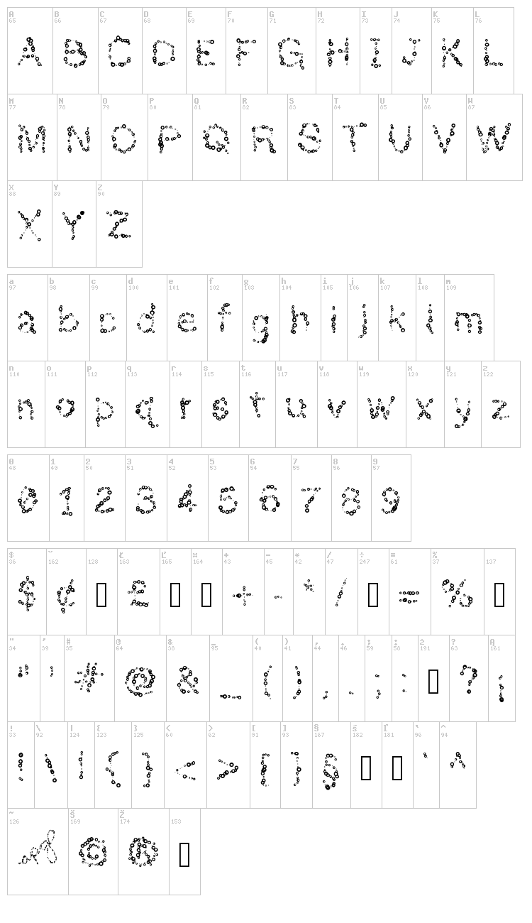 Almost Infinity font map