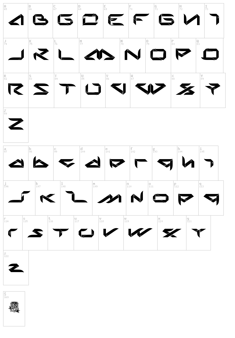 Bladeline font map