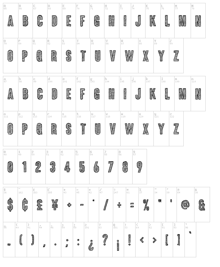 Coluna Sketch font map