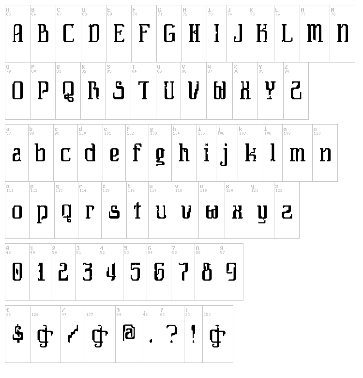 Daybreaker font map
