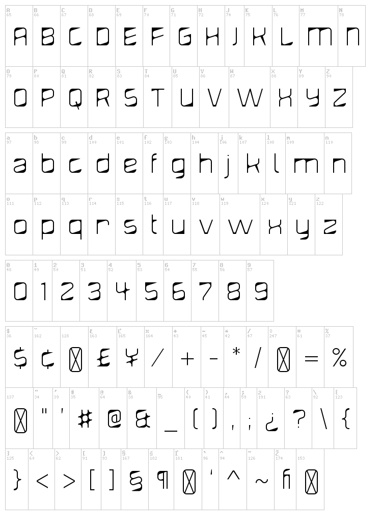 Diagond font map