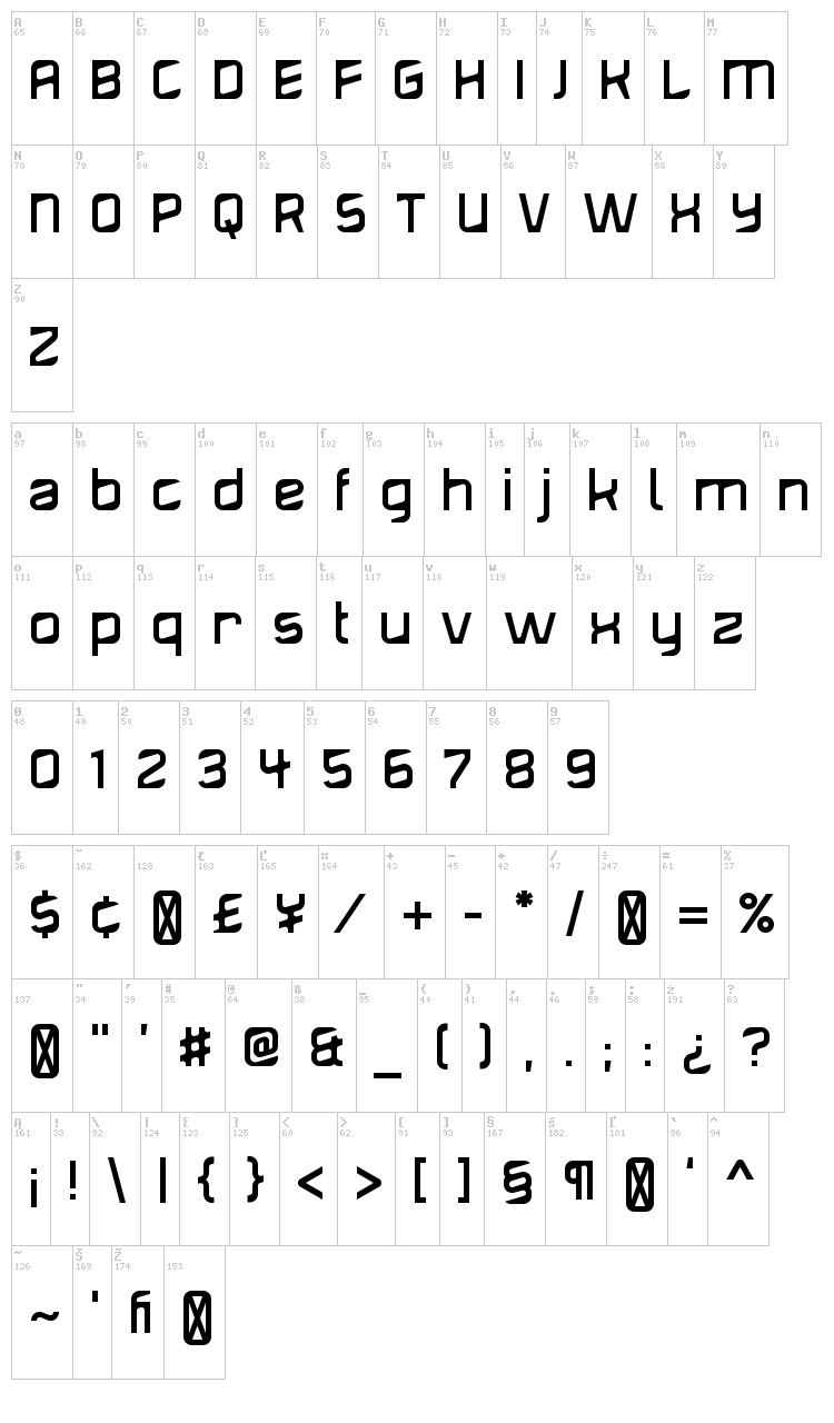 Diagond font map