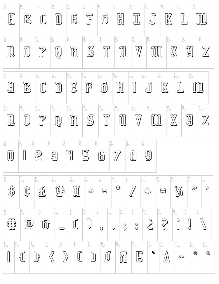 Fiddler's Cove font map