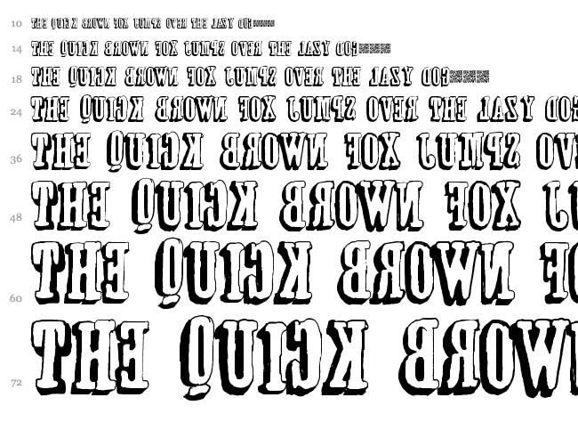 Forwards Backwards font waterfall