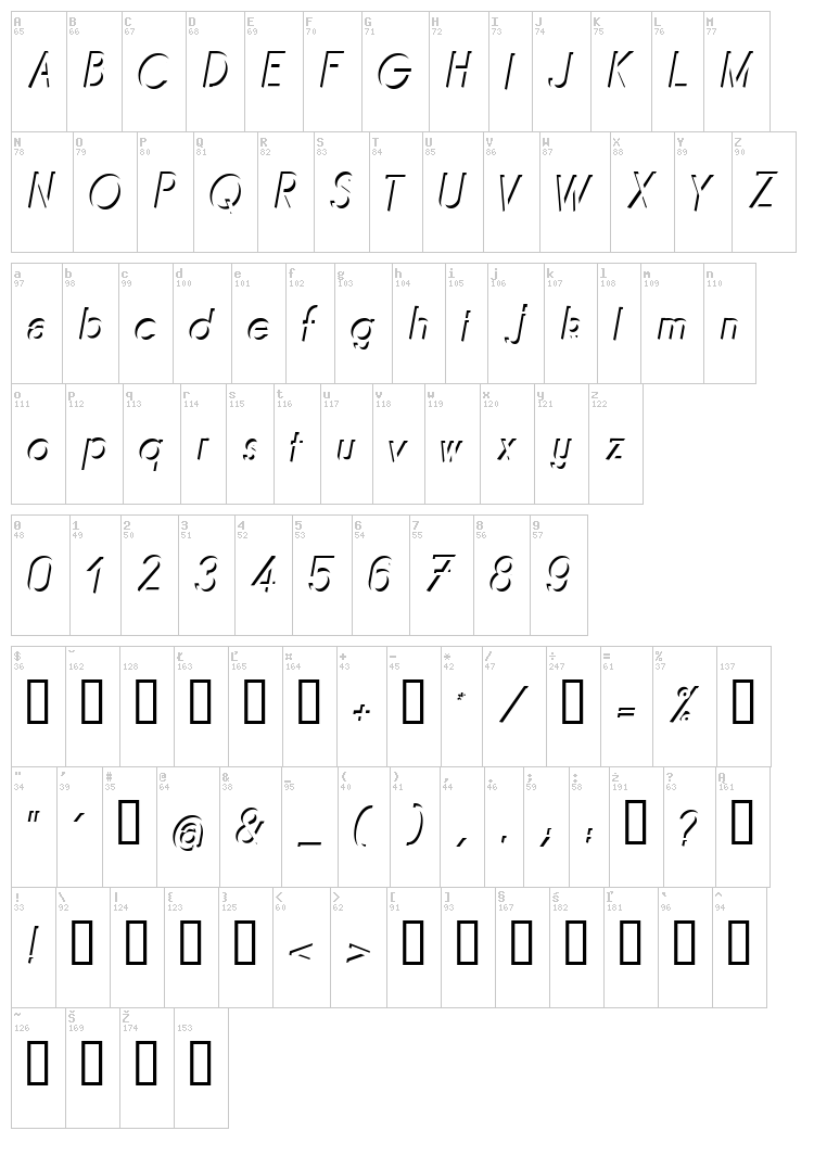 Mirage font map