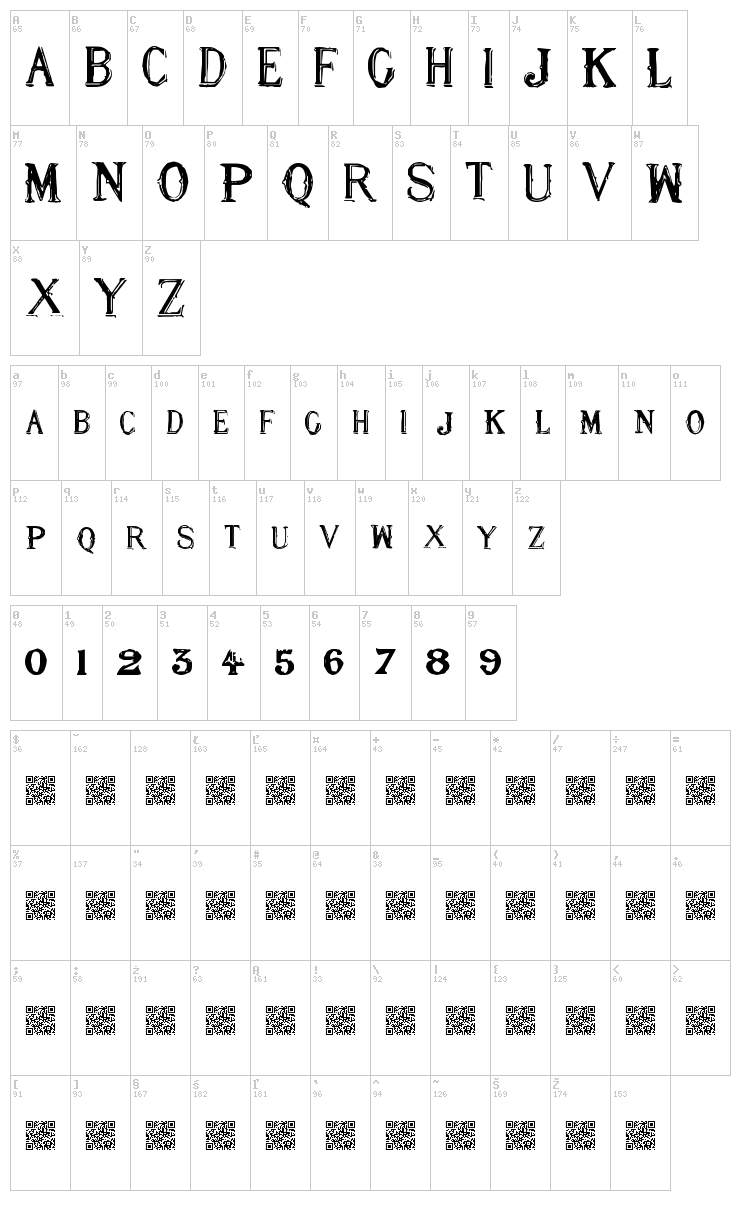 Nine Eight font map