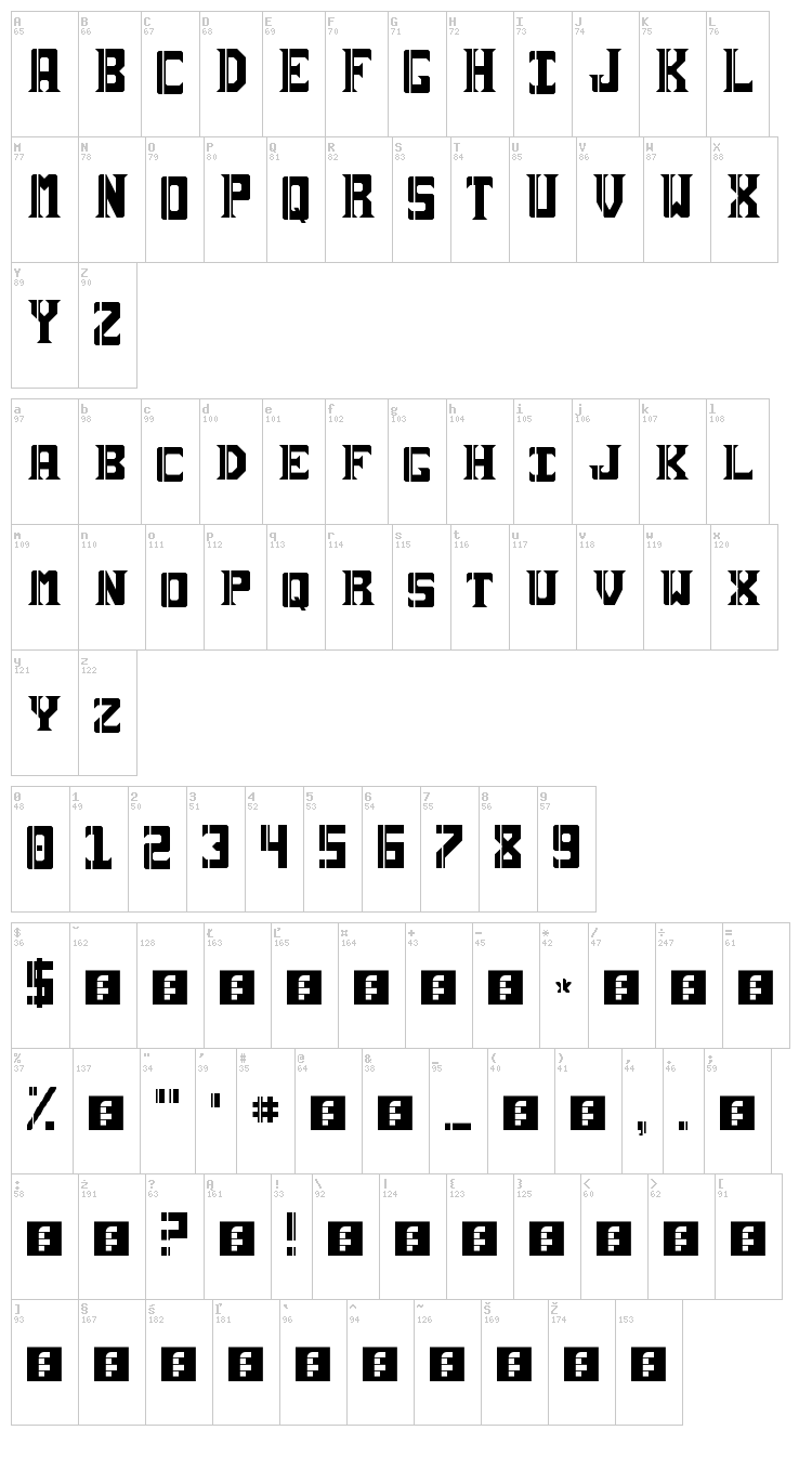Sai19 Serif font map