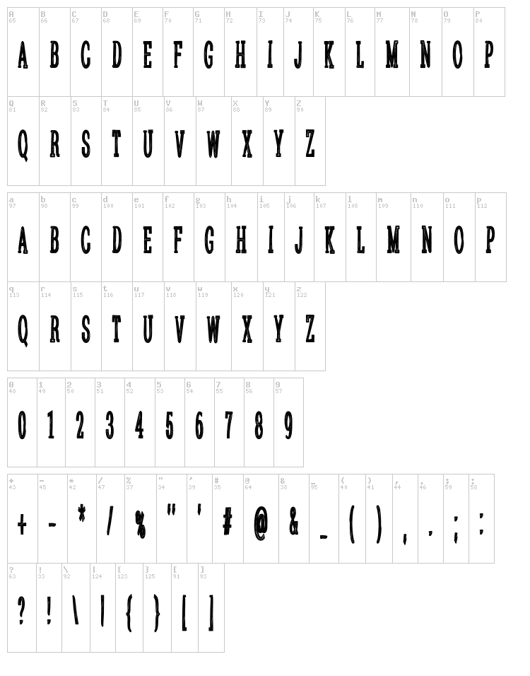 Sanek font map