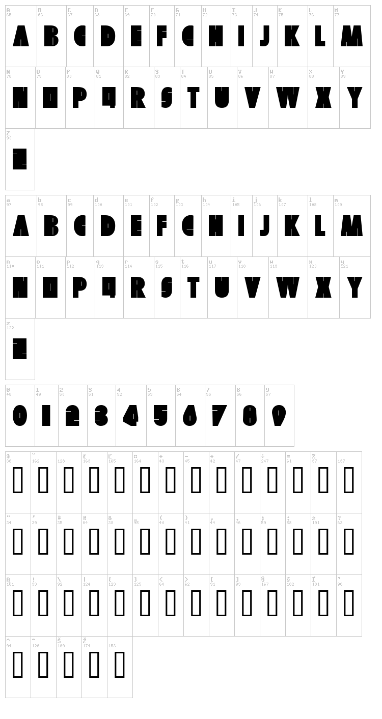 Skuer font map